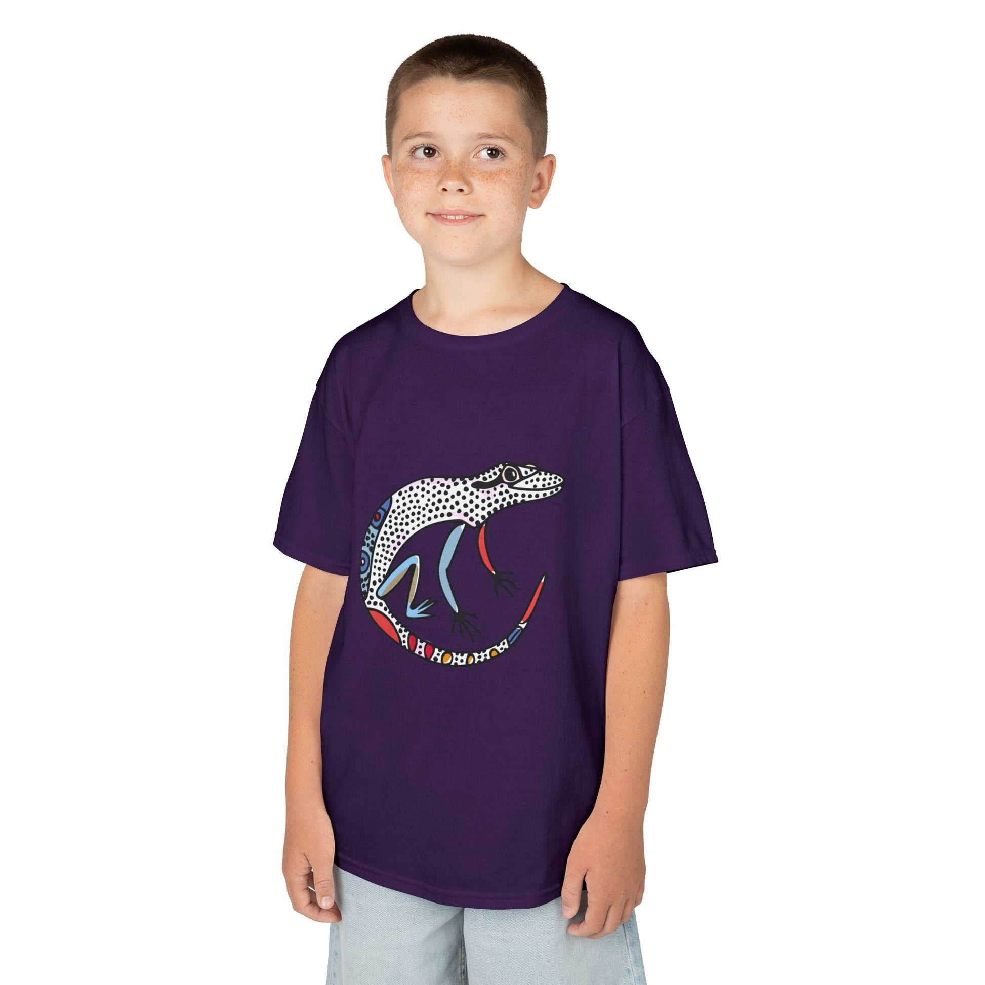 Kids Lizard Graphic Tee — Colorful Patterned Chameleon Shirt - JennyCool