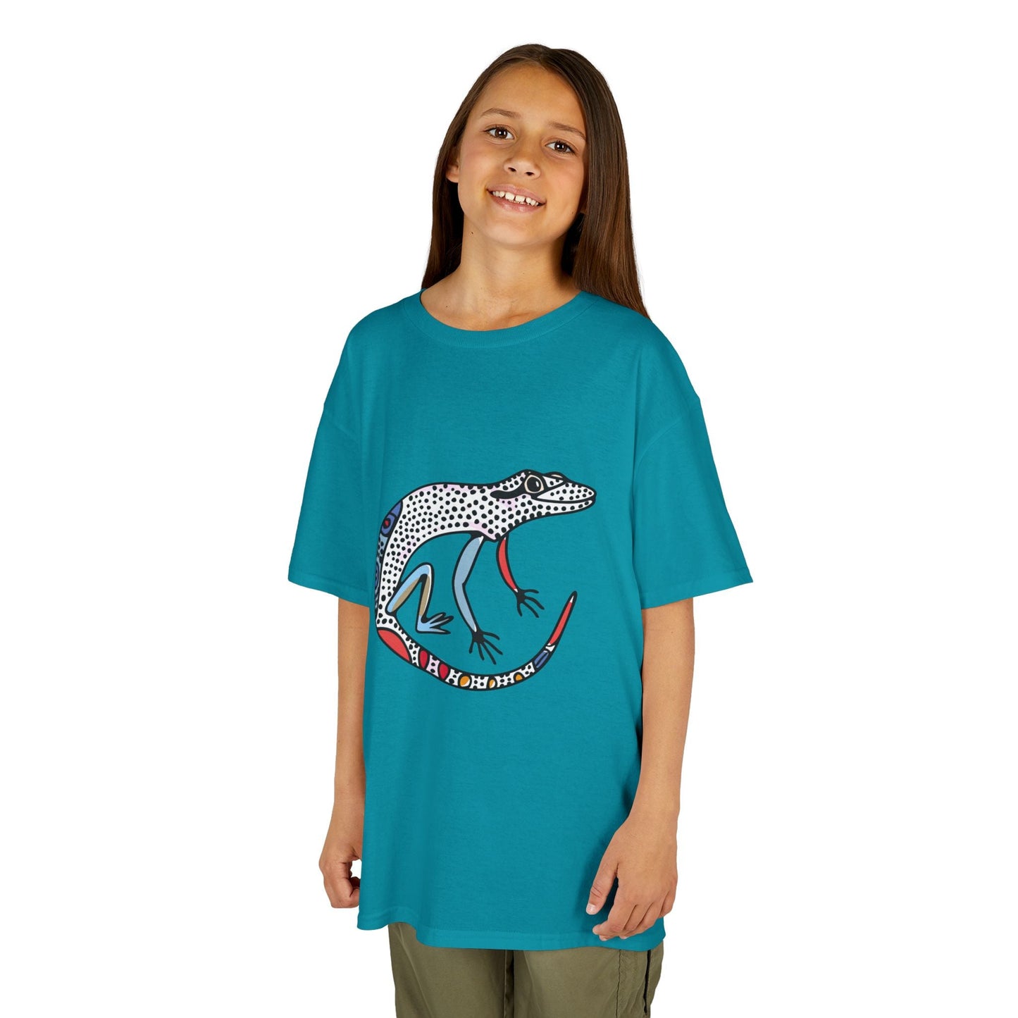 Kids Lizard Graphic Tee — Colorful Patterned Chameleon Shirt - JennyCool