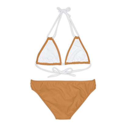 Light Brown Strappy Bikini Set (AOP) with Butterfly design - JennyCool
