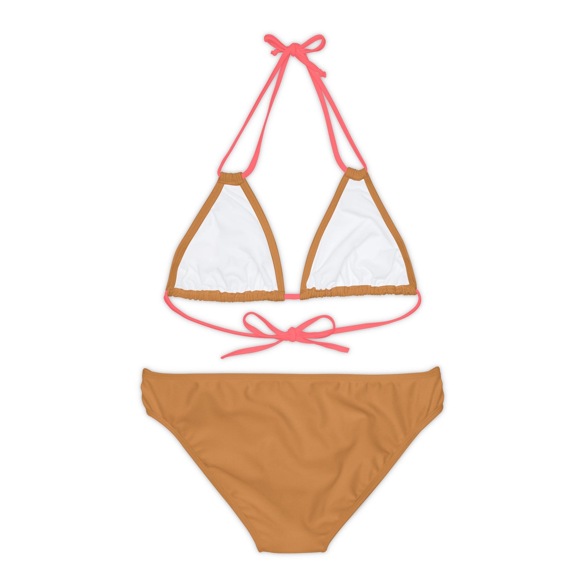 Light Brown Strappy Bikini Set (AOP) with Butterfly design - JennyCool