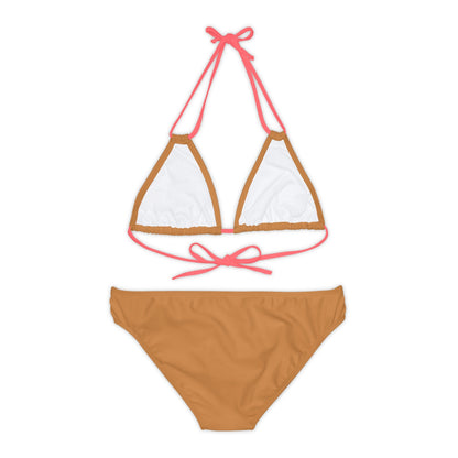 Light Brown Strappy Bikini Set (AOP) with Butterfly design - JennyCool