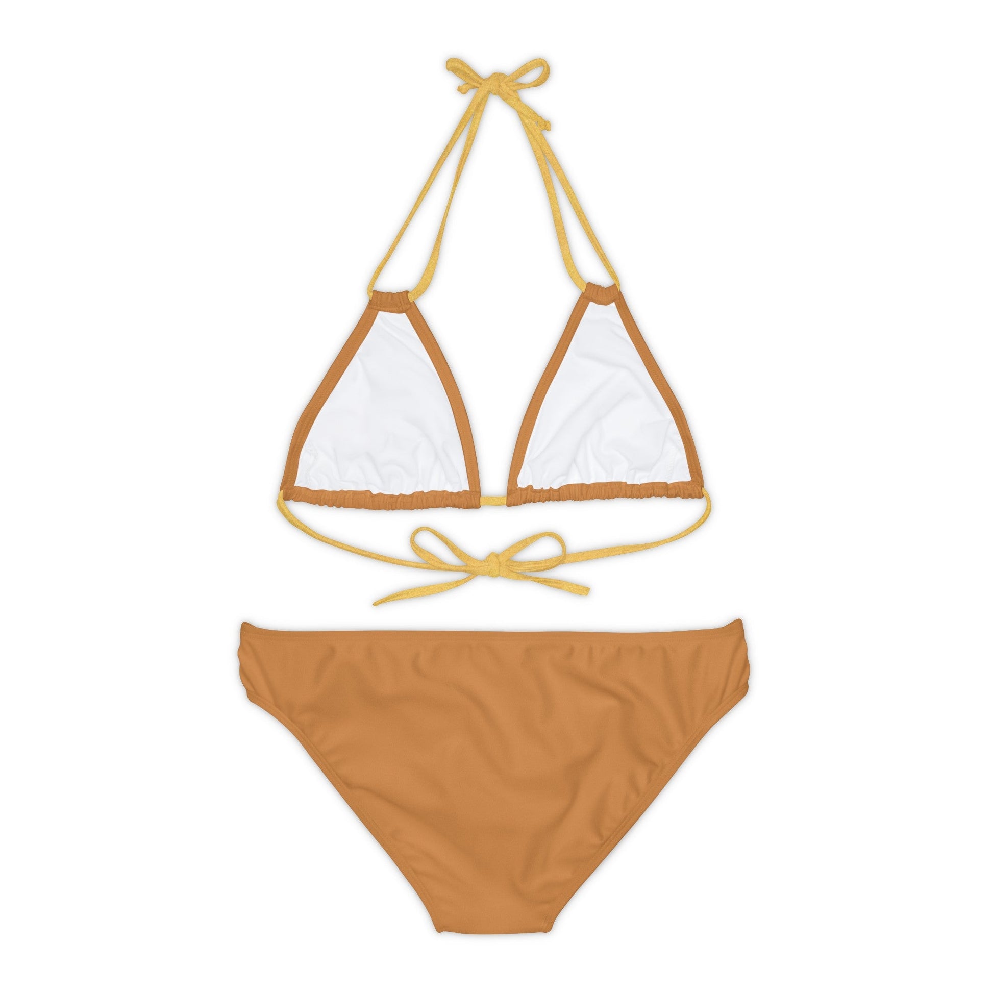 Light Brown Strappy Bikini Set (AOP) with Butterfly design - JennyCool