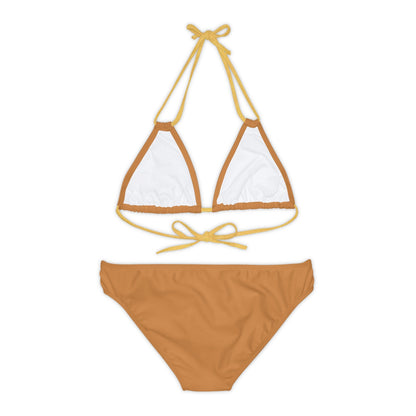Light Brown Strappy Bikini Set (AOP) with Butterfly design - JennyCool