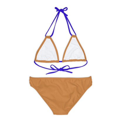 Light Brown Strappy Bikini Set (AOP) with Butterfly design - JennyCool