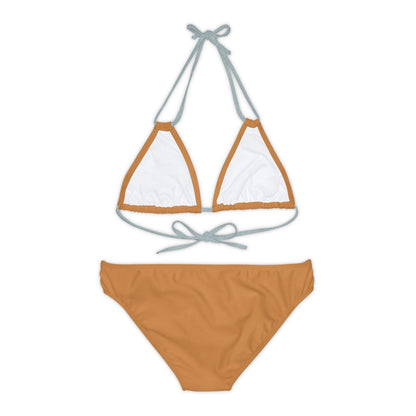 Light Brown Strappy Bikini Set (AOP) with Butterfly design - JennyCool