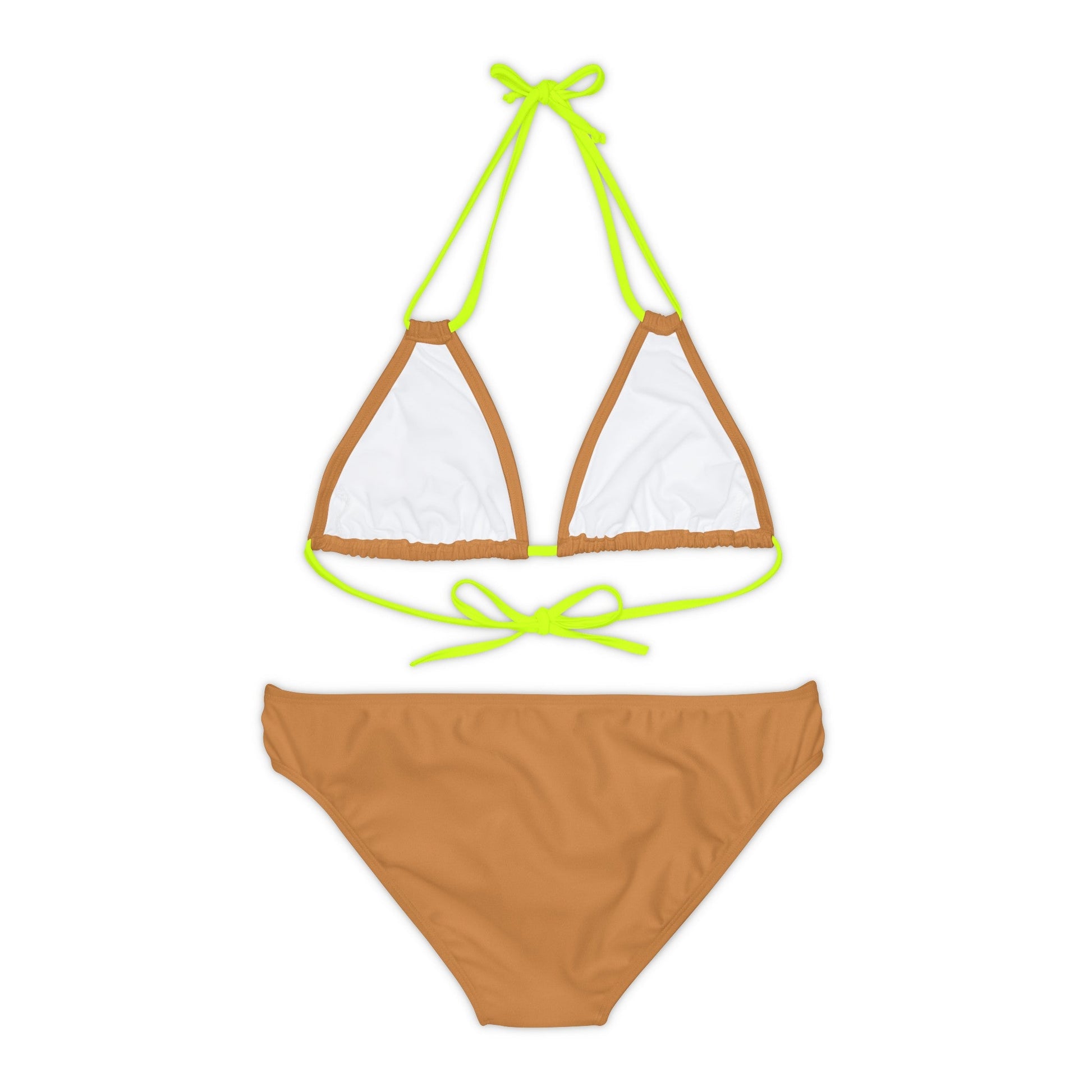 Light Brown Strappy Bikini Set (AOP) with Butterfly design - JennyCool