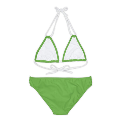Light Green Strappy Bikini Set (AOP) with Butterfly design - JennyCool