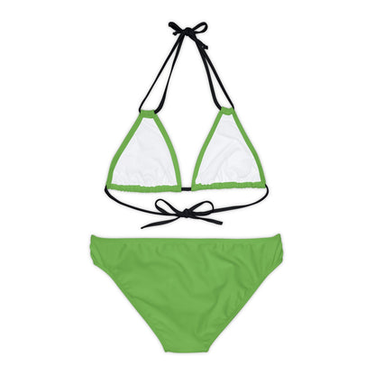 Light Green Strappy Bikini Set (AOP) with Butterfly design - JennyCool