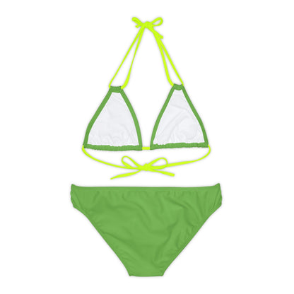 Light Green Strappy Bikini Set (AOP) with Butterfly design - JennyCool