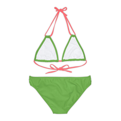 Light Green Strappy Bikini Set (AOP) with Butterfly design - JennyCool