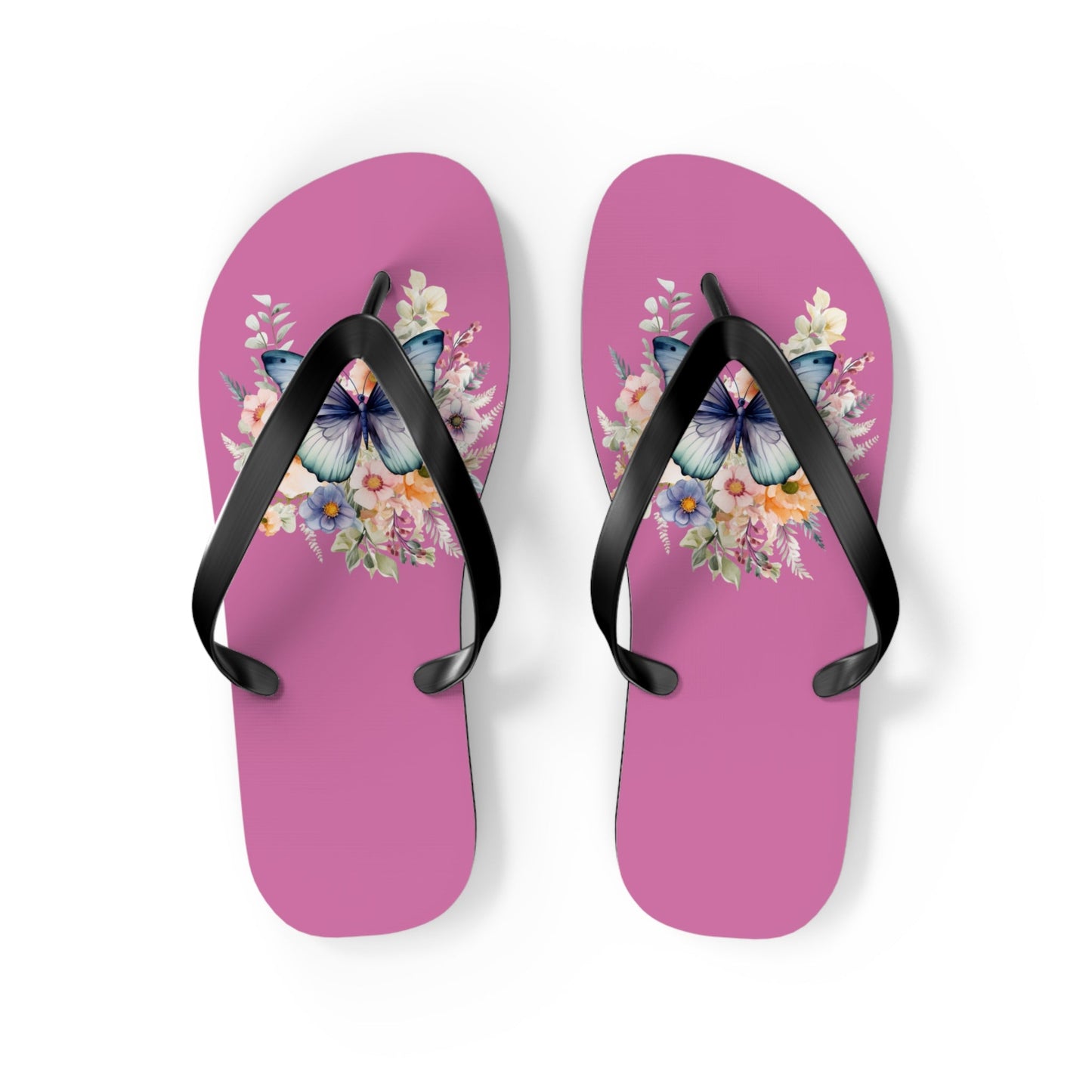 Light Pink Flip Flops with Butterfly Design - JennyCool