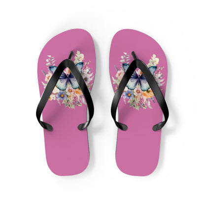 Light Pink Flip Flops with Butterfly Design - JennyCool