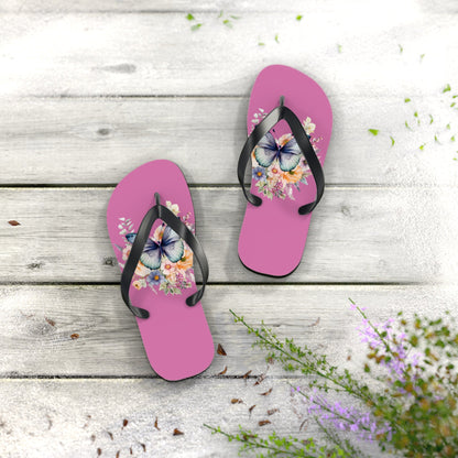 Light Pink Flip Flops with Butterfly Design - JennyCool