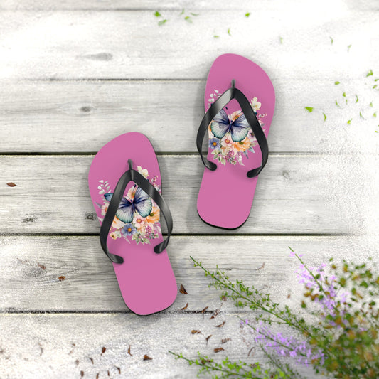 Light Pink Flip Flops with Butterfly Design - JennyCool