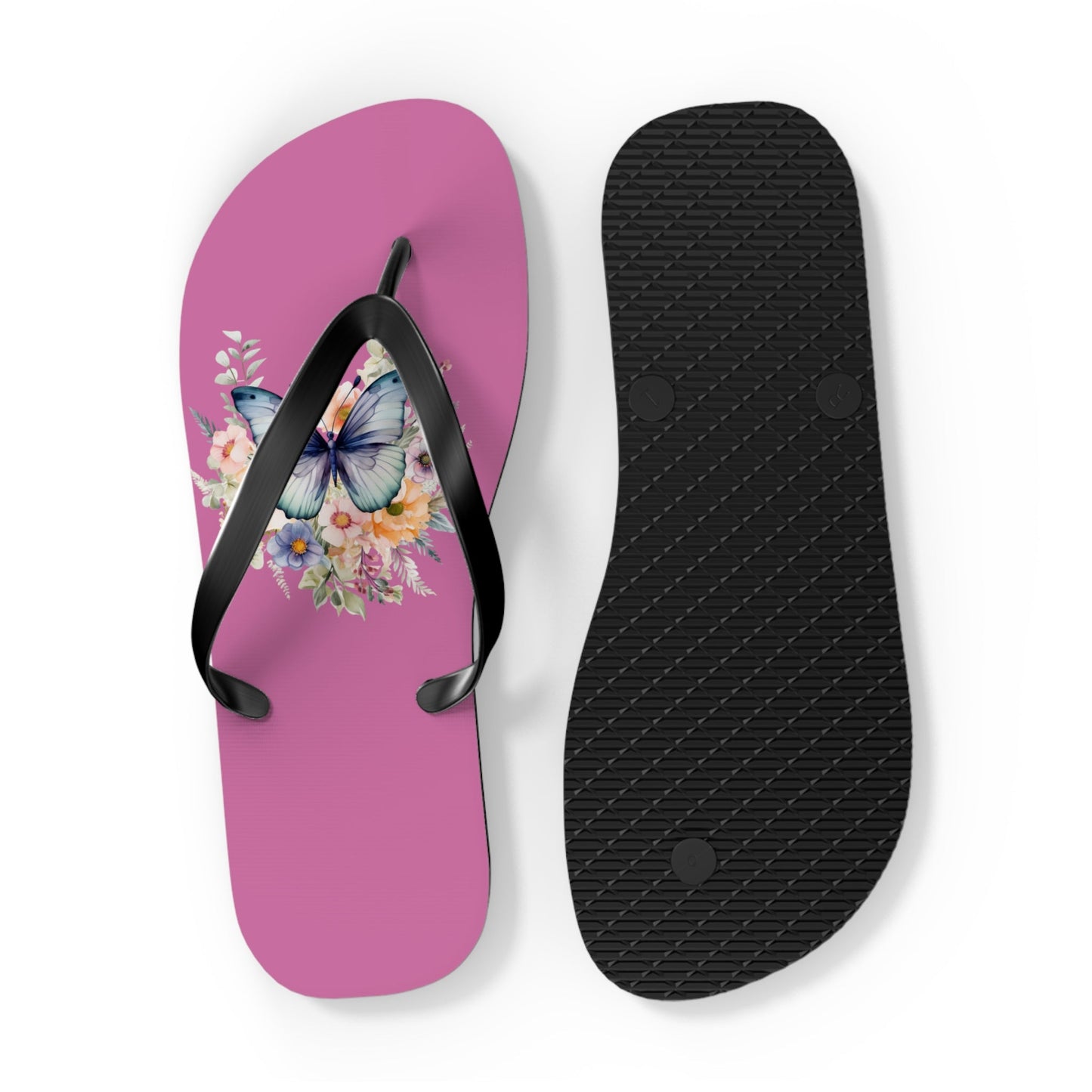 Light Pink Flip Flops with Butterfly Design - JennyCool