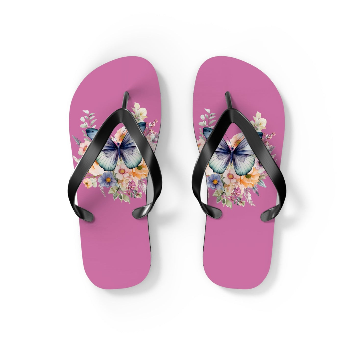 Light Pink Flip Flops with Butterfly Design - JennyCool