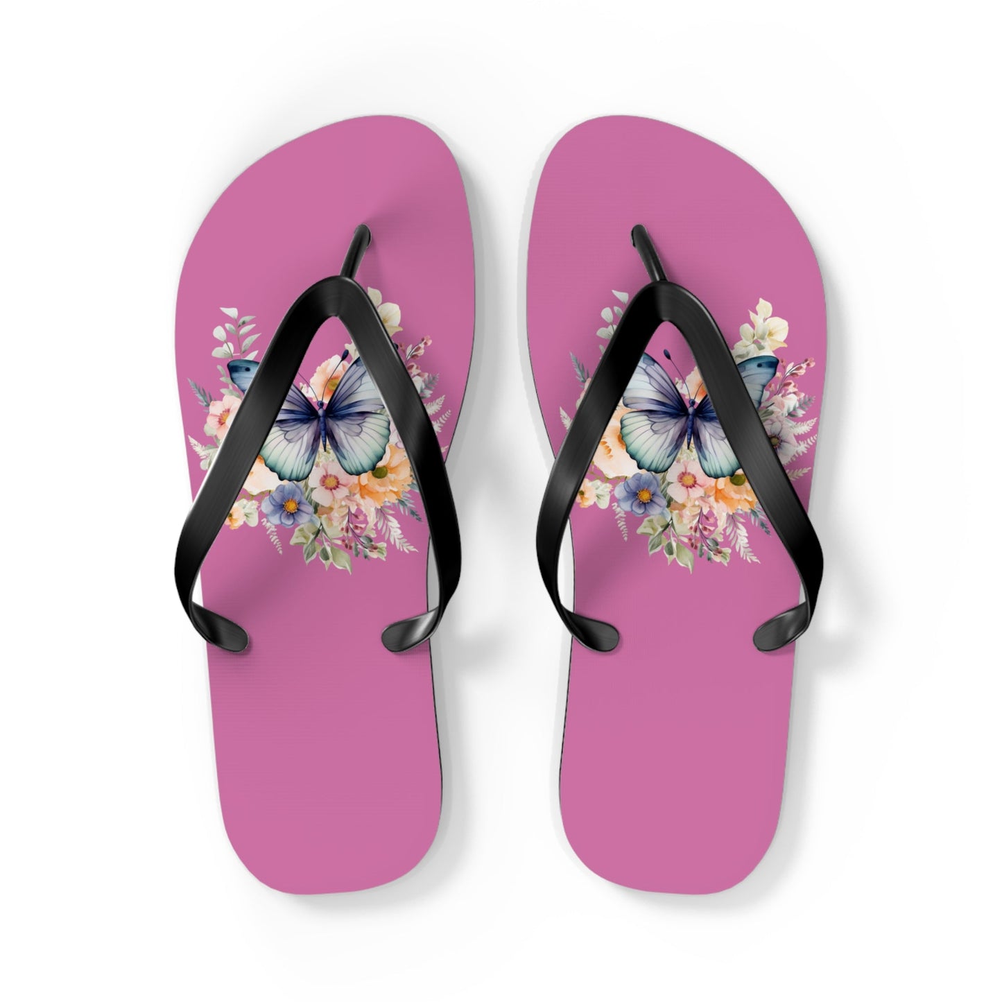 Light Pink Flip Flops with Butterfly Design - JennyCool