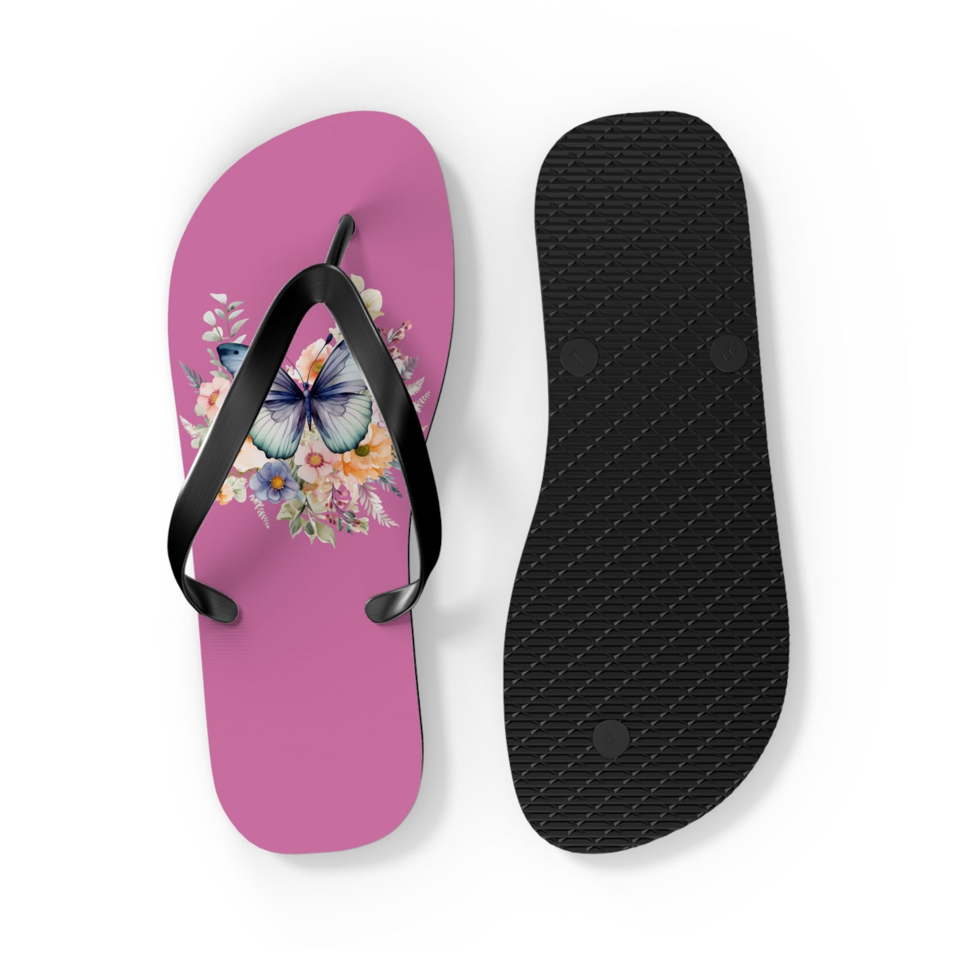 Light Pink Flip Flops with Butterfly Design - JennyCool