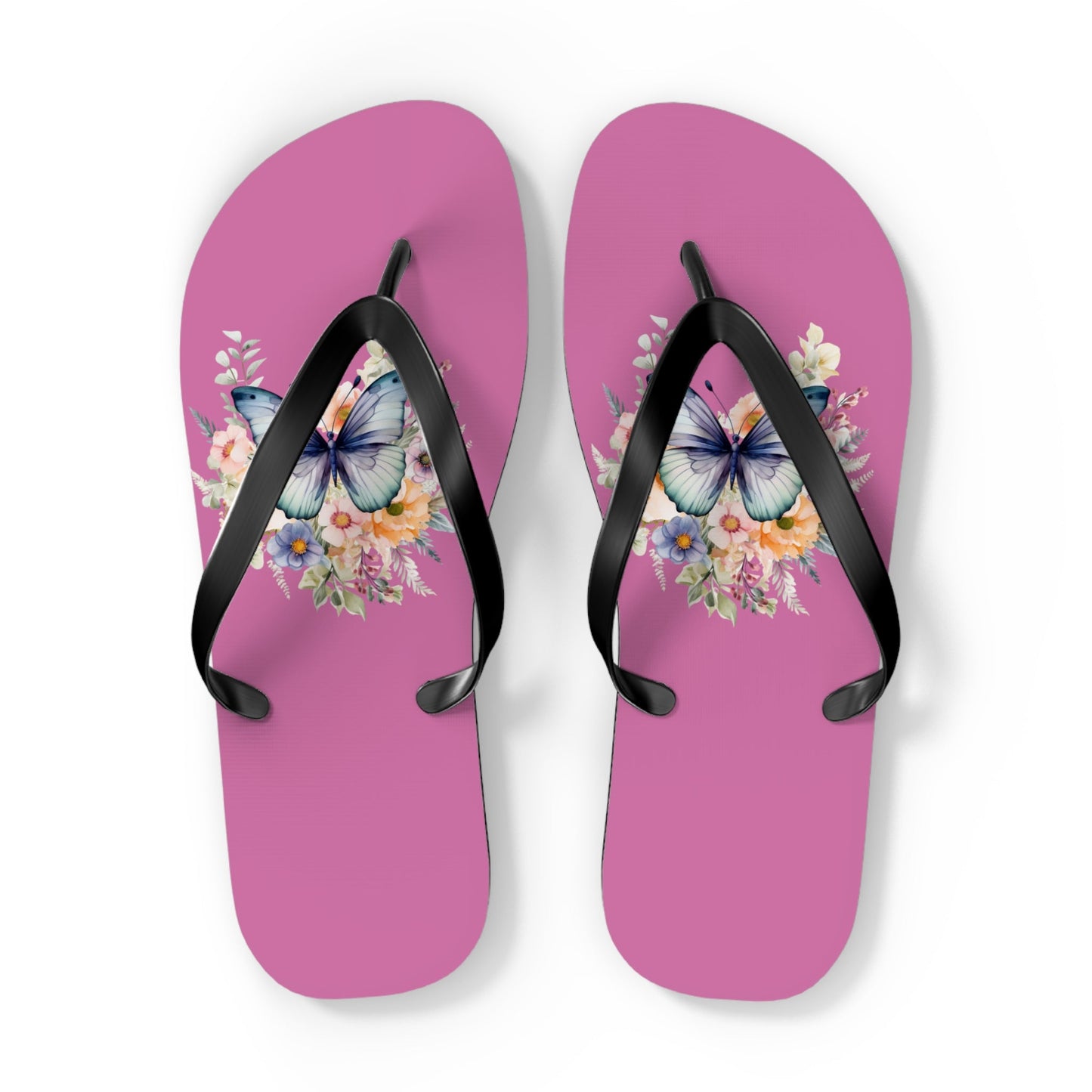 Light Pink Flip Flops with Butterfly Design - JennyCool