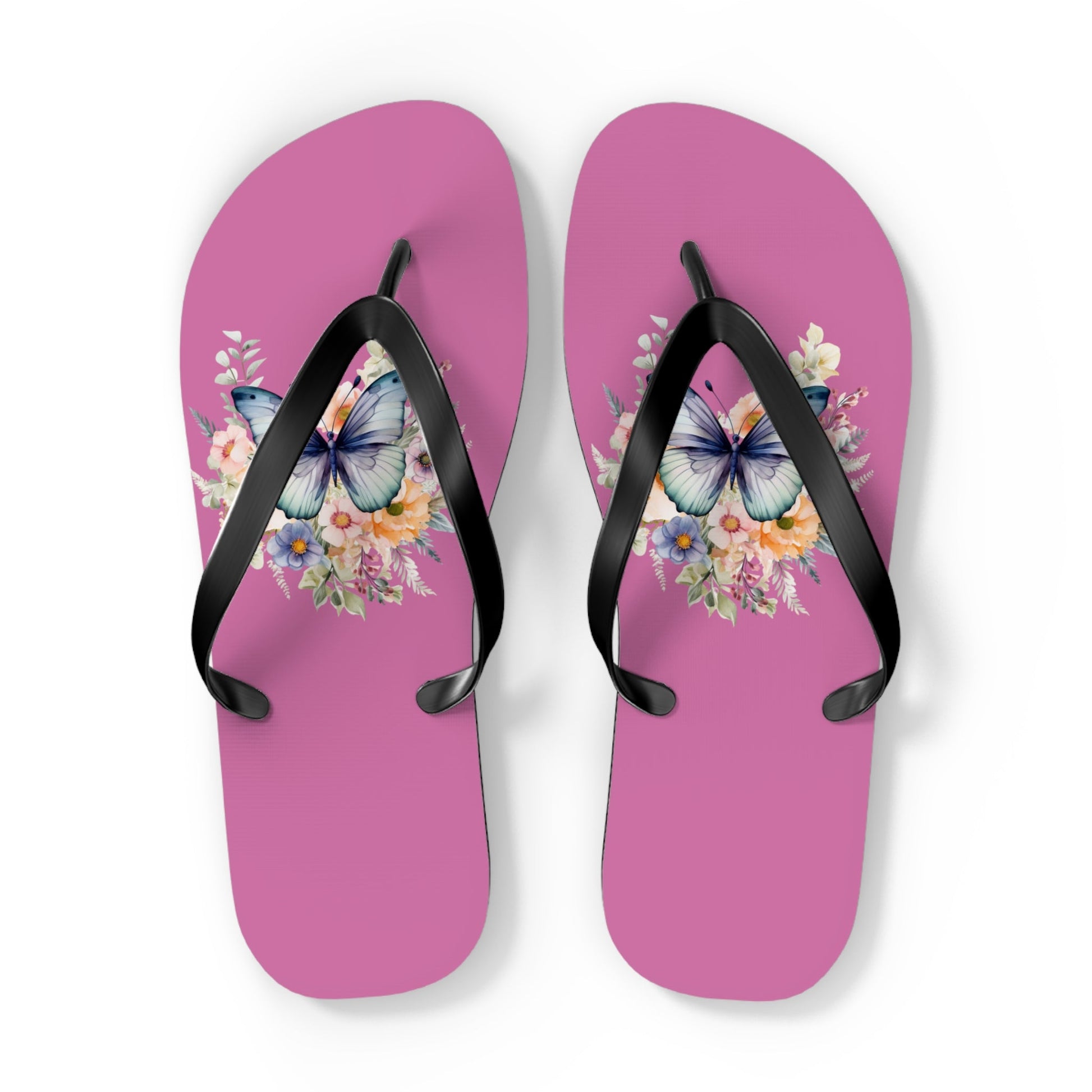 Light Pink Flip Flops with Butterfly Design - JennyCool