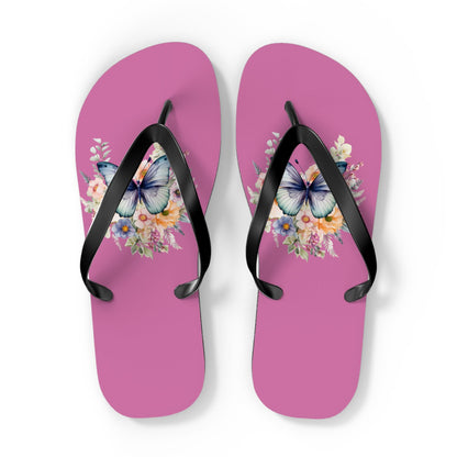 Light Pink Flip Flops with Butterfly Design - JennyCool