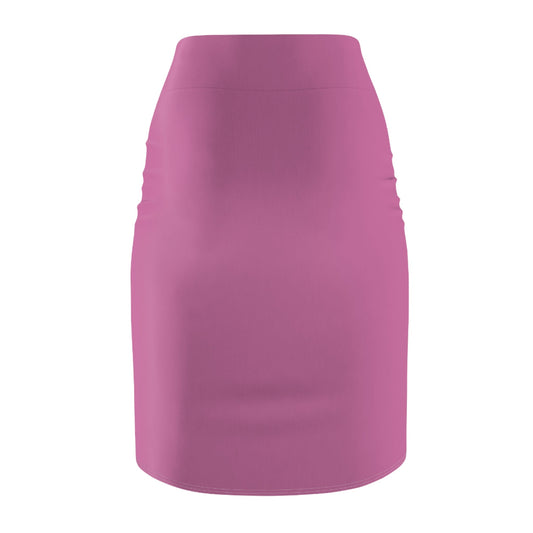 Light Pink Women's Pencil Skirt (AOP) with Spring Flowers and Butterfly - JennyCool
