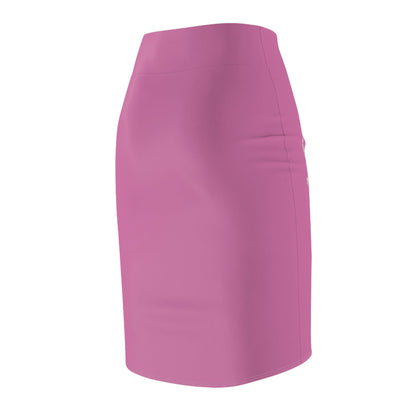 Light Pink Women's Pencil Skirt (AOP) with Spring Flowers and Butterfly - JennyCool