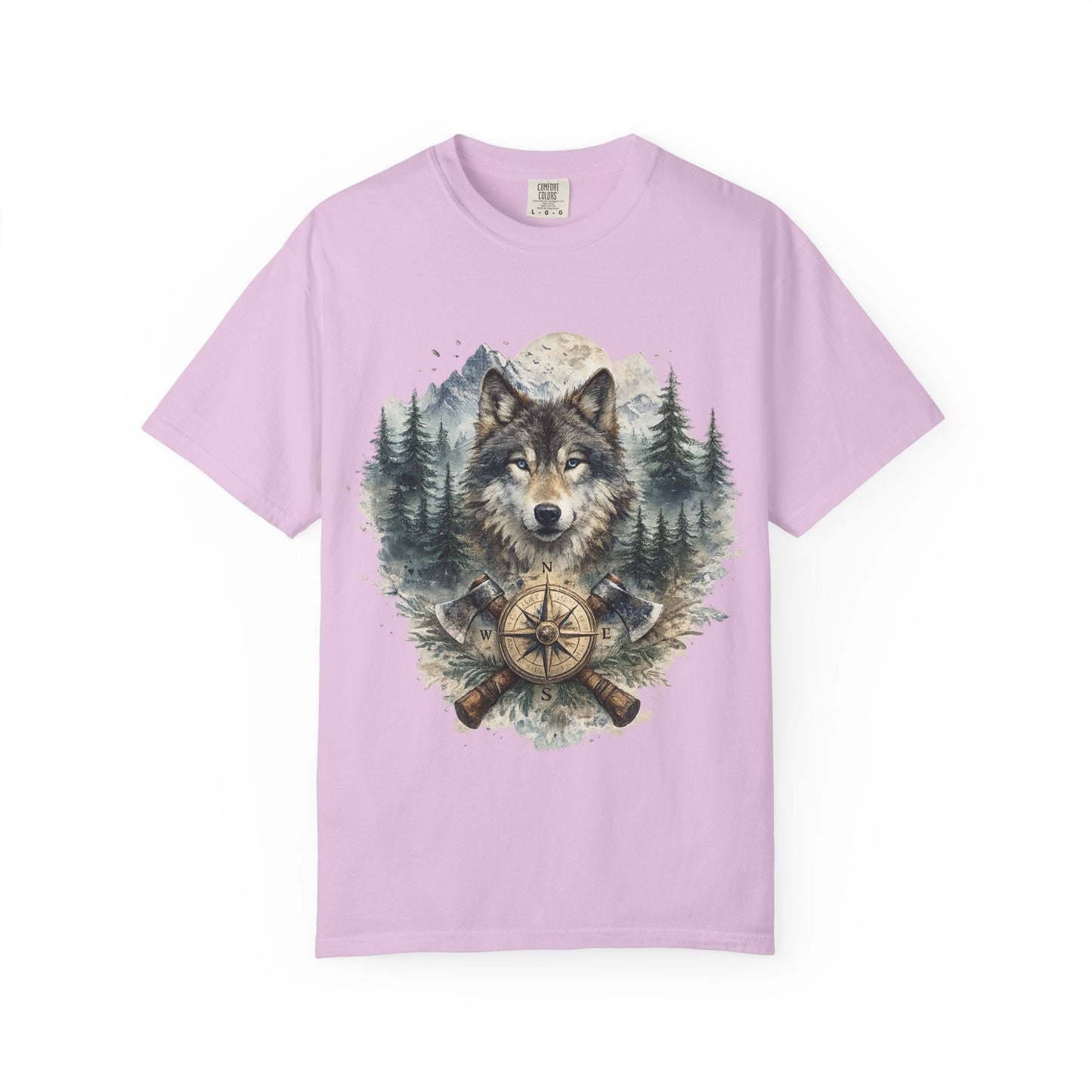 Lunar Wolf Compass Graphic T-Shirt – Vintage Wilderness Adventure Tee - JennyCool