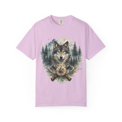 Lunar Wolf Compass Graphic T-Shirt – Vintage Wilderness Adventure Tee - JennyCool