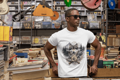 Lunar Wolf Compass Graphic T-Shirt – Vintage Wilderness Adventure Tee - JennyCool