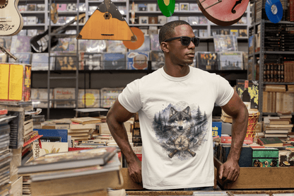 Lunar Wolf Compass Graphic T-Shirt – Vintage Wilderness Adventure Tee - JennyCool