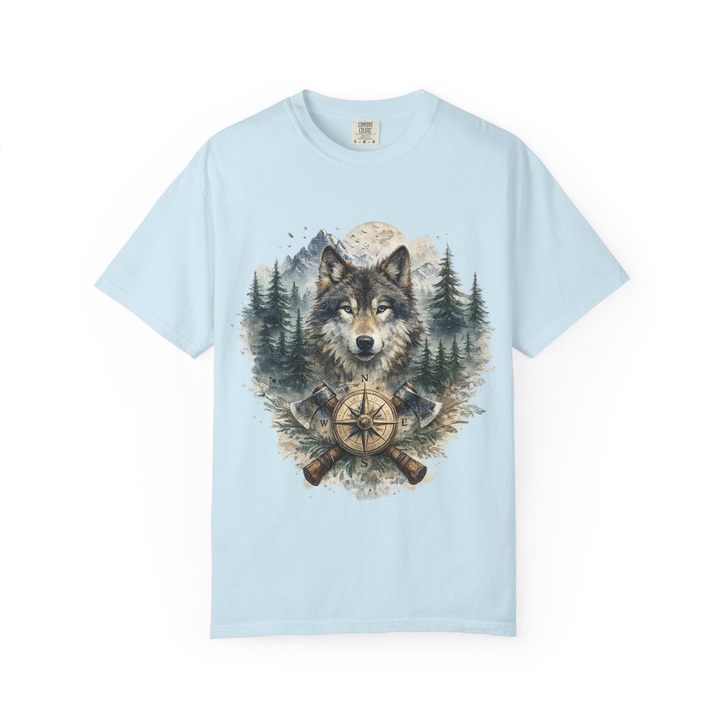 Lunar Wolf Compass Graphic T-Shirt – Vintage Wilderness Adventure Tee - JennyCool