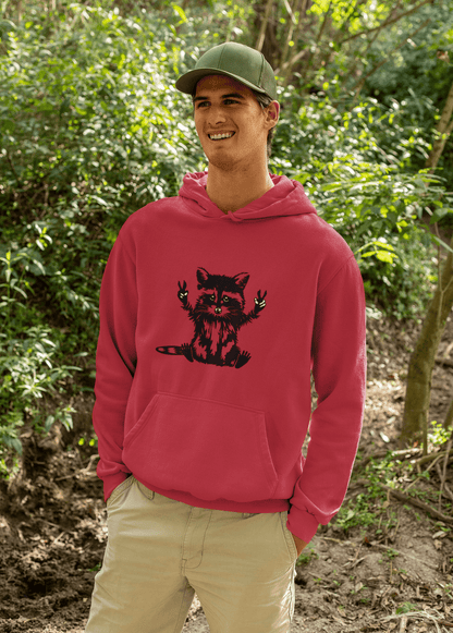 Men’s Raccoon Graphic Hoodie – Cute Animal Streetwear Sweatshirt – Cozy Unisex Pullover - JennyCool
