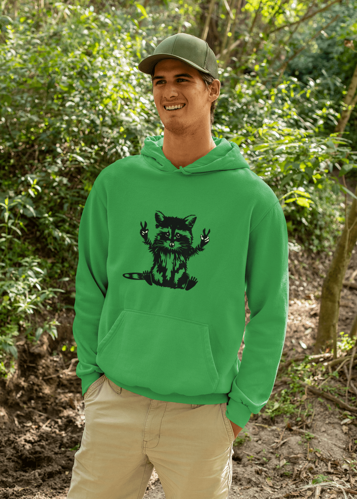 Men’s Raccoon Graphic Hoodie – Cute Animal Streetwear Sweatshirt – Cozy Unisex Pullover - JennyCool