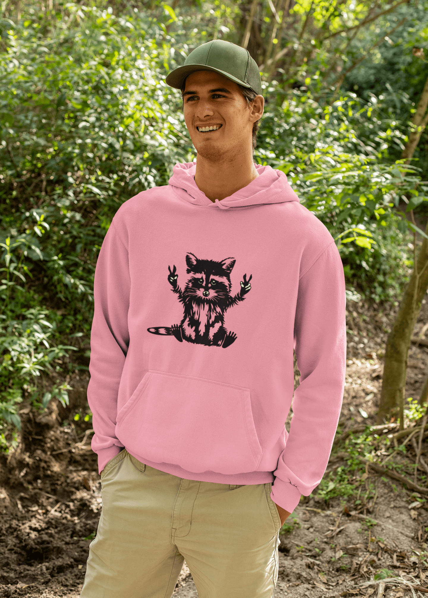 Men’s Raccoon Graphic Hoodie – Cute Animal Streetwear Sweatshirt – Cozy Unisex Pullover - JennyCool