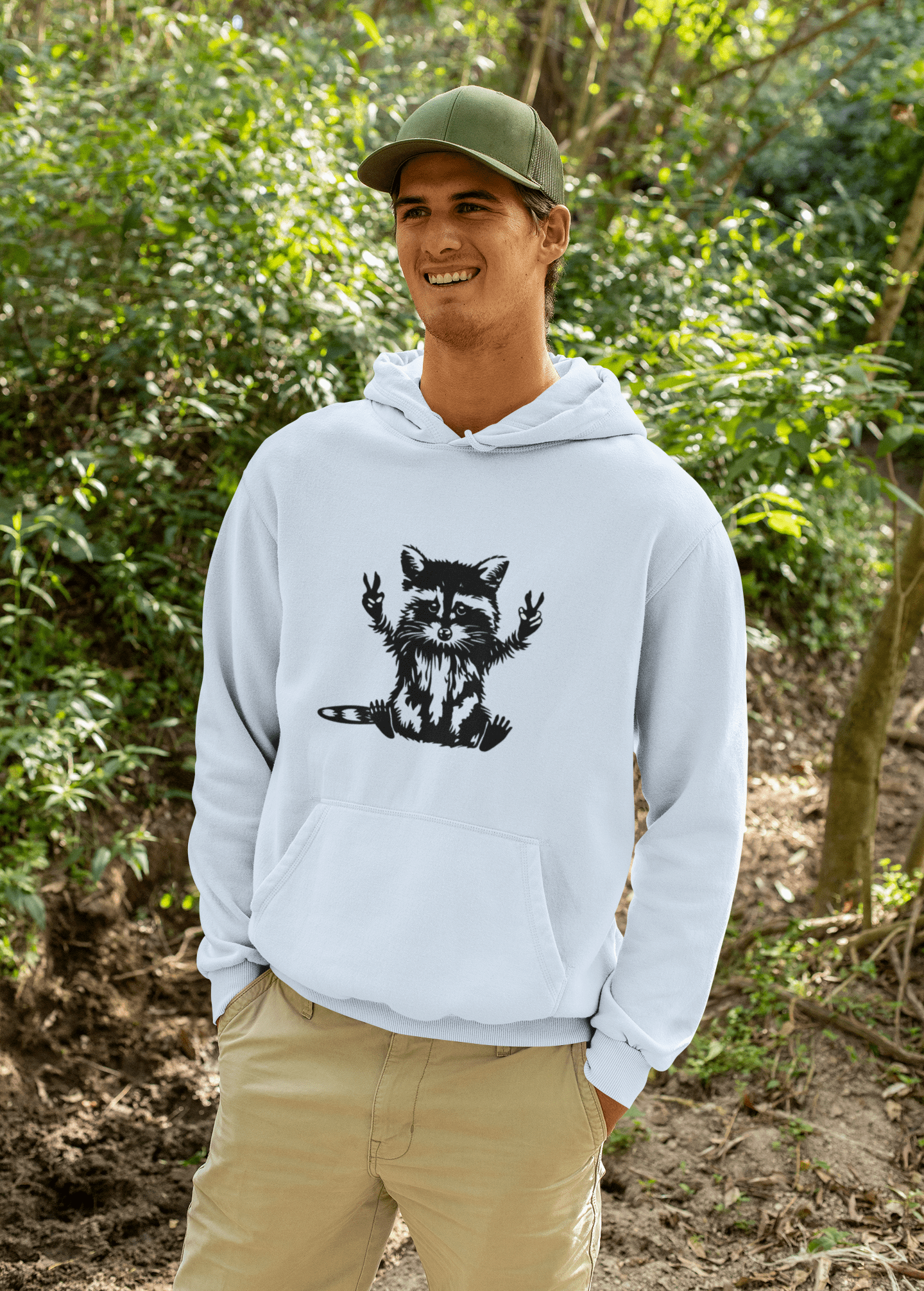 Men’s Raccoon Graphic Hoodie – Cute Animal Streetwear Sweatshirt – Cozy Unisex Pullover - JennyCool