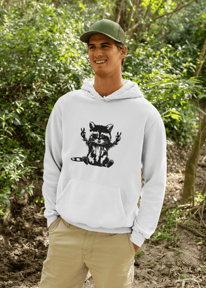 Men’s Raccoon Graphic Hoodie – Cute Animal Streetwear Sweatshirt – Cozy Unisex Pullover - JennyCool