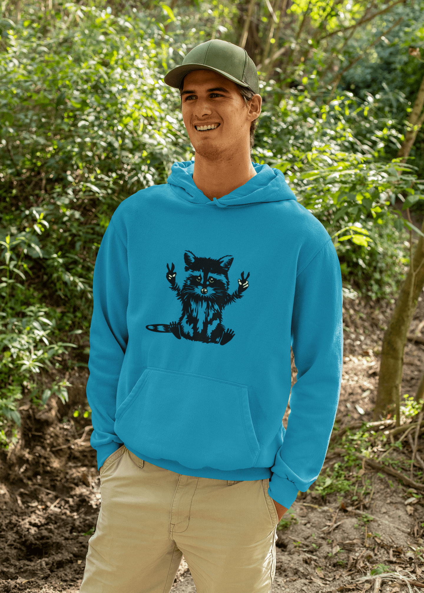 Men’s Raccoon Graphic Hoodie – Cute Animal Streetwear Sweatshirt – Cozy Unisex Pullover - JennyCool