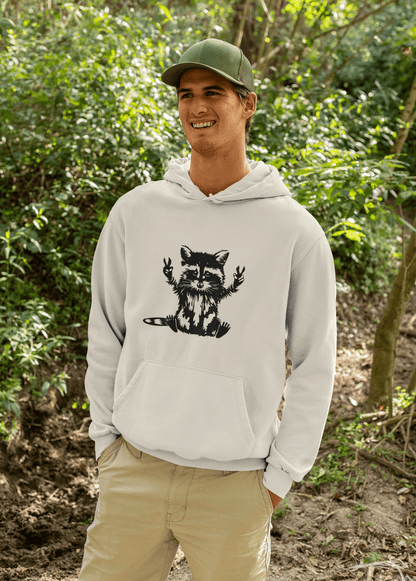 Men’s Raccoon Graphic Hoodie – Cute Animal Streetwear Sweatshirt – Cozy Unisex Pullover - JennyCool