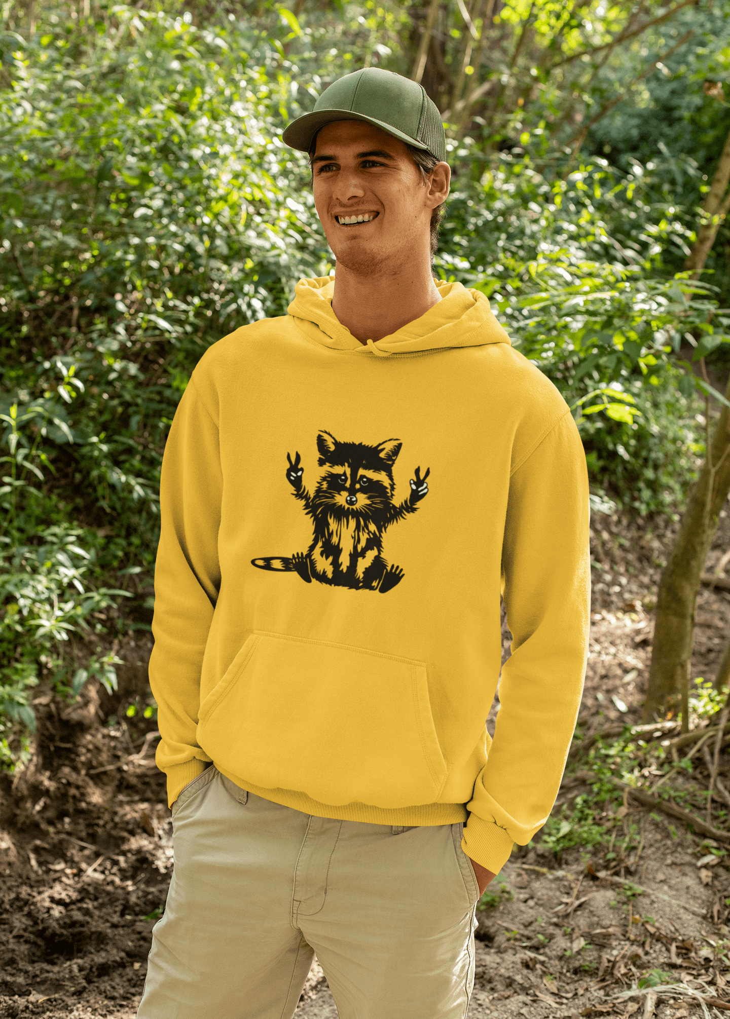 Men’s Raccoon Graphic Hoodie – Cute Animal Streetwear Sweatshirt – Cozy Unisex Pullover - JennyCool