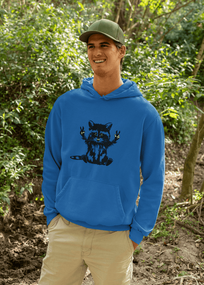 Men’s Raccoon Graphic Hoodie – Cute Animal Streetwear Sweatshirt – Cozy Unisex Pullover - JennyCool