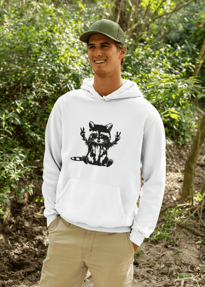 Men’s Raccoon Graphic Hoodie – Cute Animal Streetwear Sweatshirt – Cozy Unisex Pullover - JennyCool
