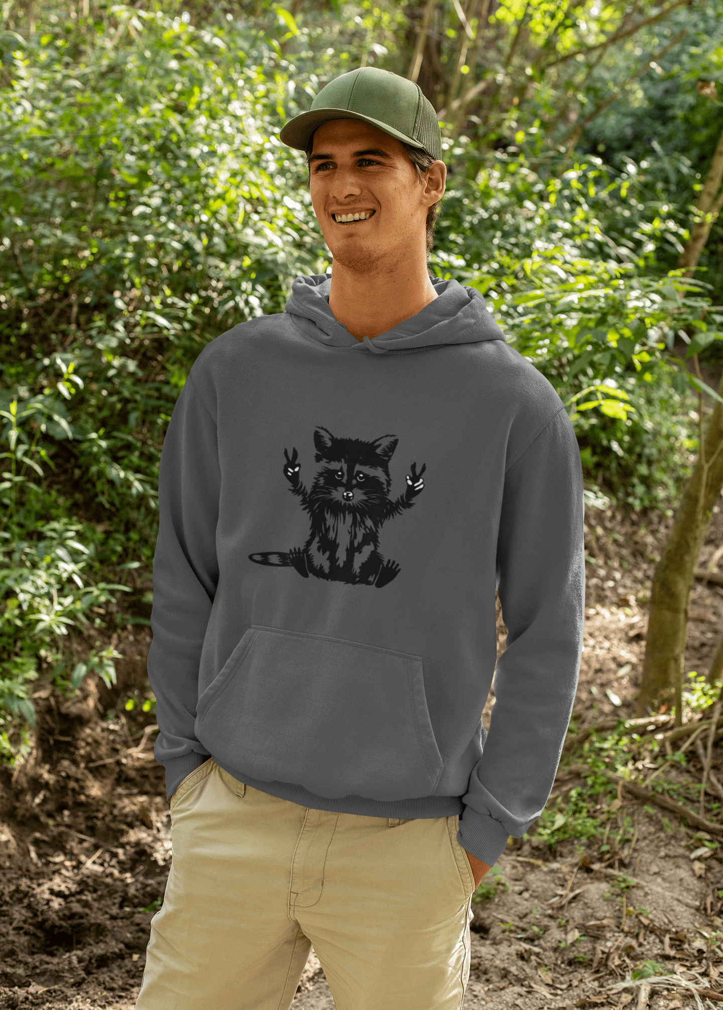 Men’s Raccoon Graphic Hoodie – Cute Animal Streetwear Sweatshirt – Cozy Unisex Pullover - JennyCool