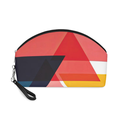 Modern Geometric Makeup Bag – Colorful Triangle Cosmetic Pouch with Wrist Strap | Travel Beauty Organizer | Mother’s Day Gift for Mom - JennyCool