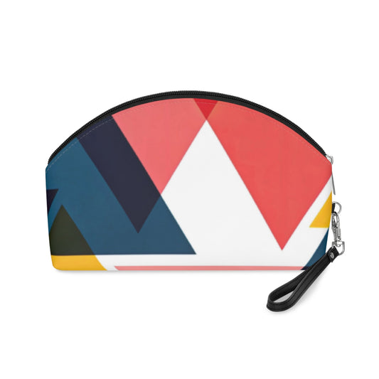 Modern Geometric Makeup Bag – Colorful Triangle Cosmetic Pouch with Wrist Strap | Travel Beauty Organizer | Mother’s Day Gift for Mom - JennyCool