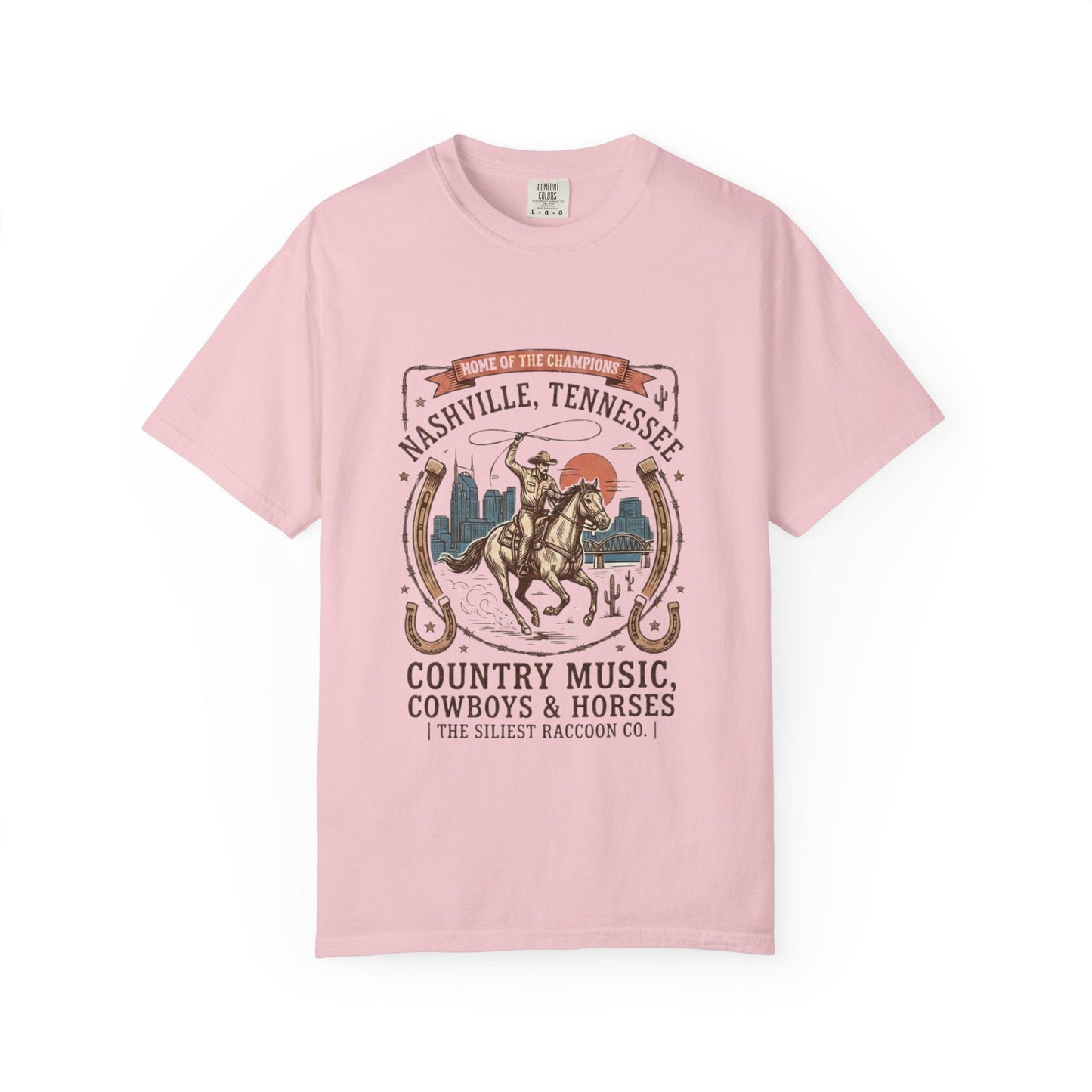 Nashville Tennessee Country Music Cowboy Heavyweight Garment - Dyed T-Shirt – Vintage Rodeo Graphic Tee - JennyCool