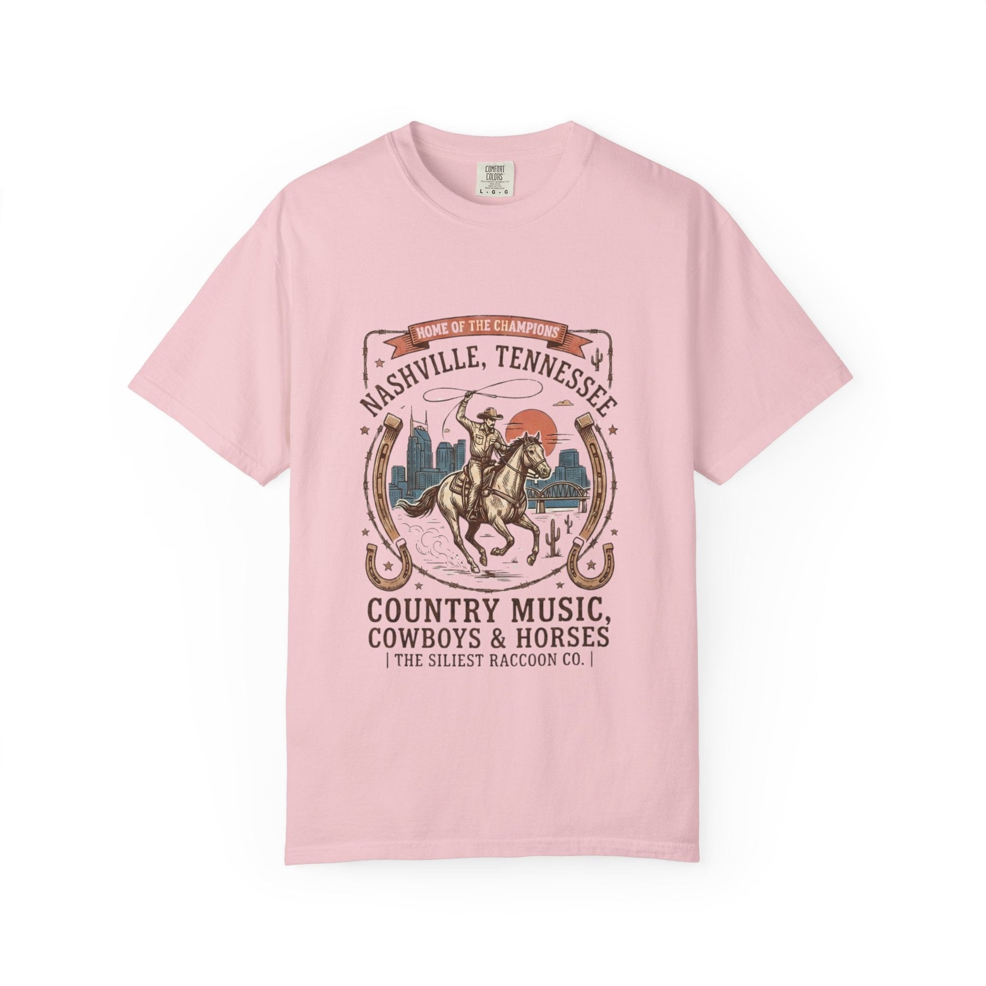 Nashville Tennessee Country Music Cowboy Heavyweight Garment - Dyed T-Shirt – Vintage Rodeo Graphic Tee - JennyCool