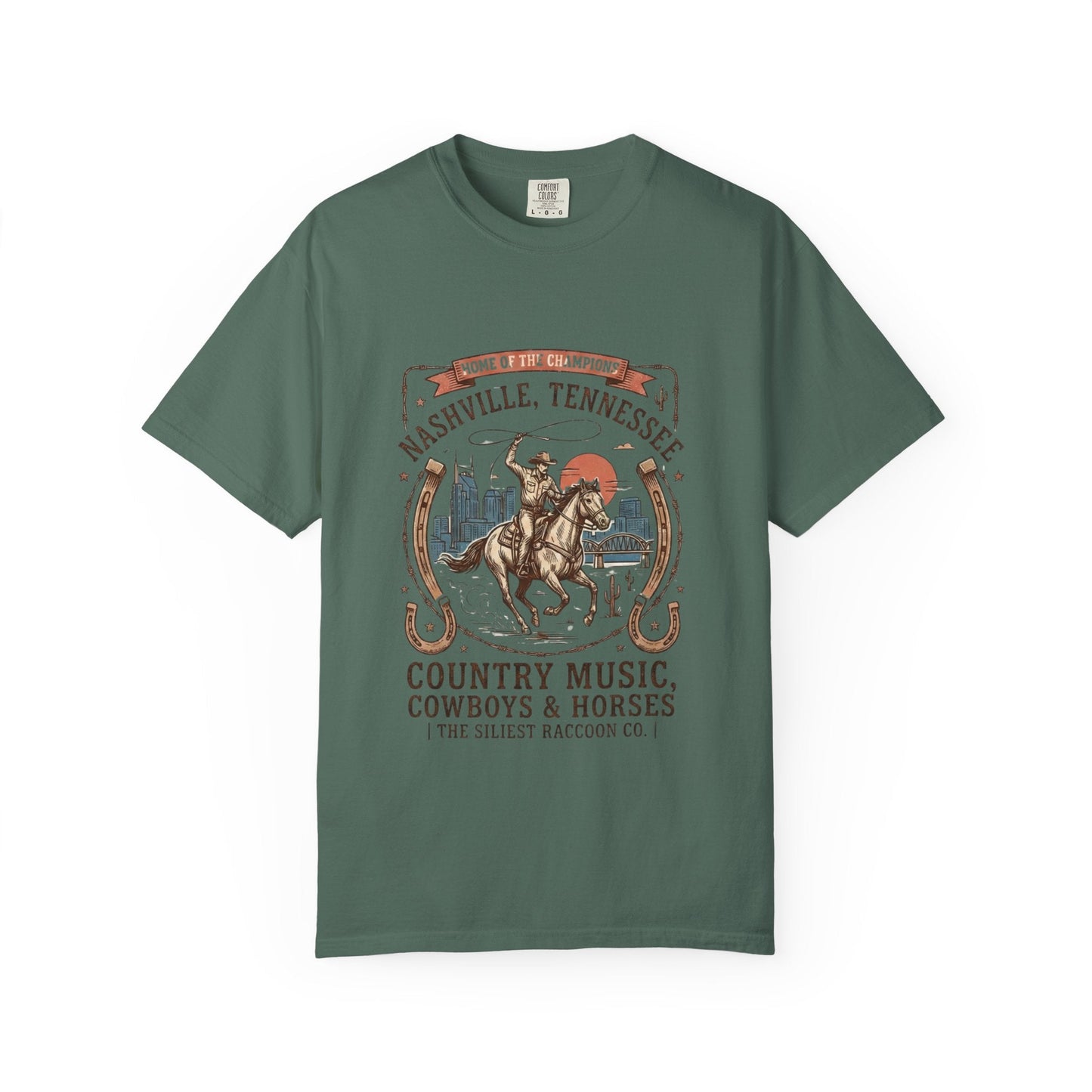 Nashville Tennessee Country Music Cowboy Heavyweight Garment - Dyed T-Shirt – Vintage Rodeo Graphic Tee - JennyCool
