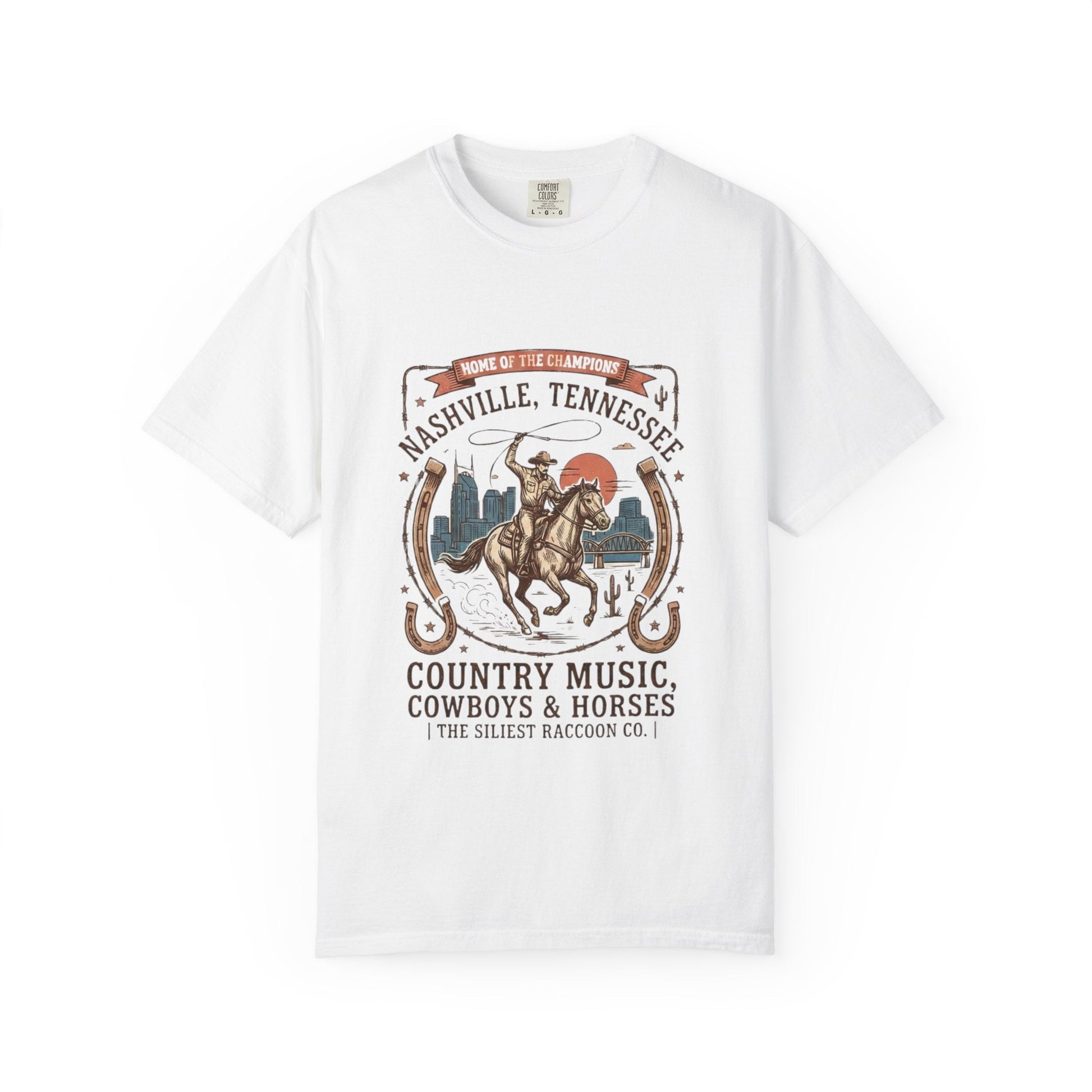 Nashville Tennessee Country Music Cowboy Heavyweight Garment - Dyed T-Shirt – Vintage Rodeo Graphic Tee - JennyCool