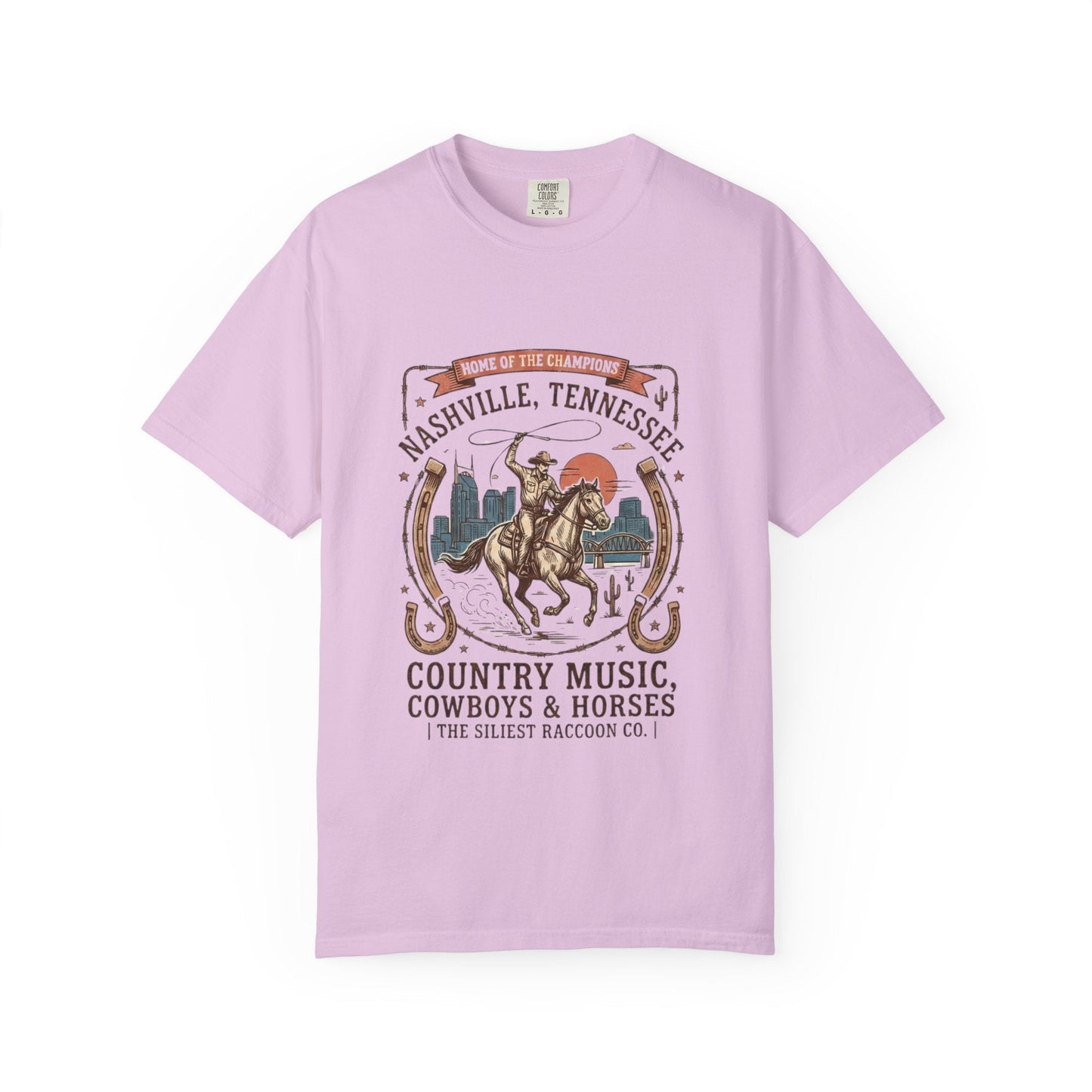 Nashville Tennessee Country Music Cowboy Heavyweight Garment - Dyed T-Shirt – Vintage Rodeo Graphic Tee - JennyCool